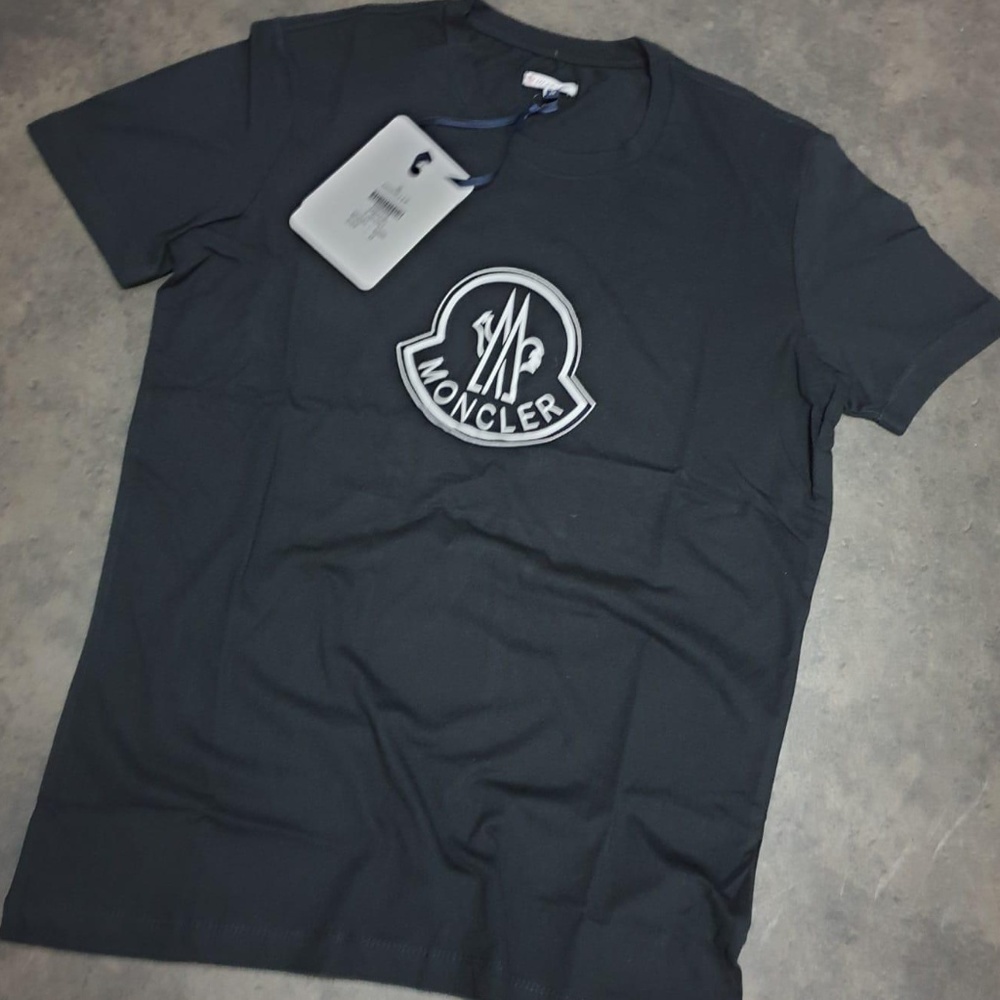 MONCLER BLACK MEN LOGO PATTERN COTTON T-SHIRT